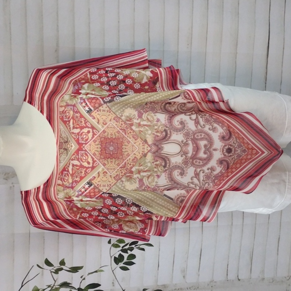 Energe World Wear BOHO Georgette Poncho Blouse, Size 2X